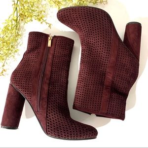 Catherine Malandrino Maroon Perforated Booties